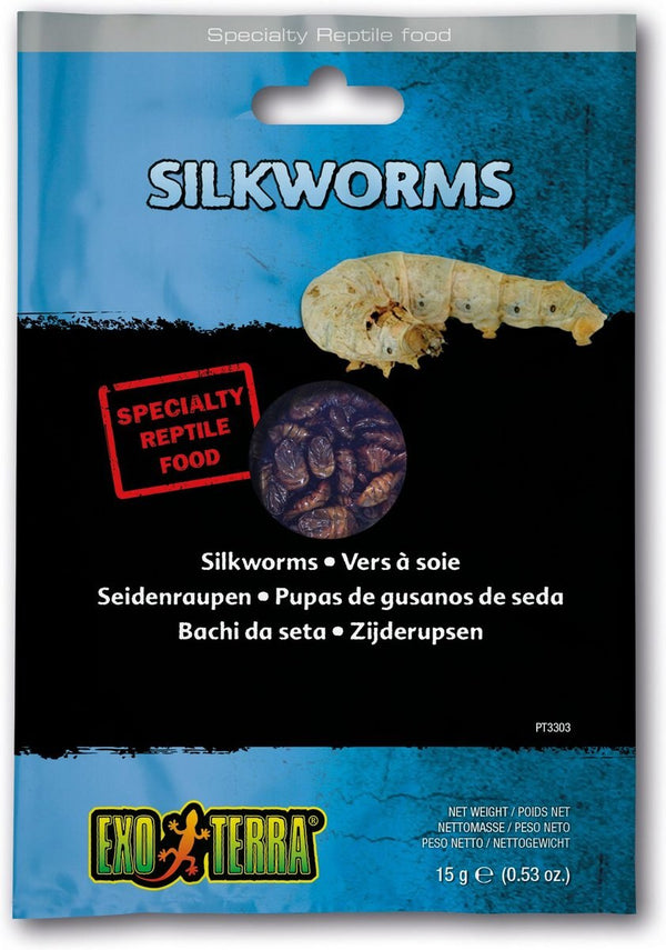 Exo Terra Silkworms Vacuum Packed Reptile Food, 0.53-oz bag