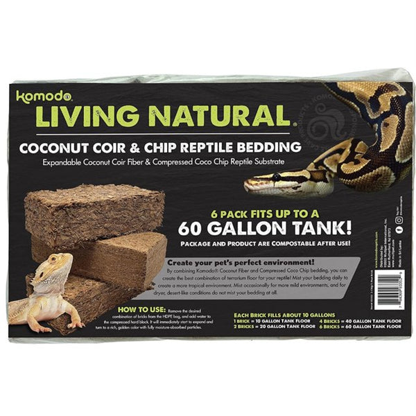 Komodo Coconut Coir & Chip Reptile Bedding - 6 Pack