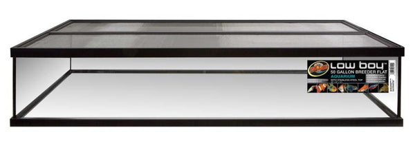 Zoo Med Low Boy Breeder Flat Aquarium Tank with Stainless Steel Screen Top 50 gal