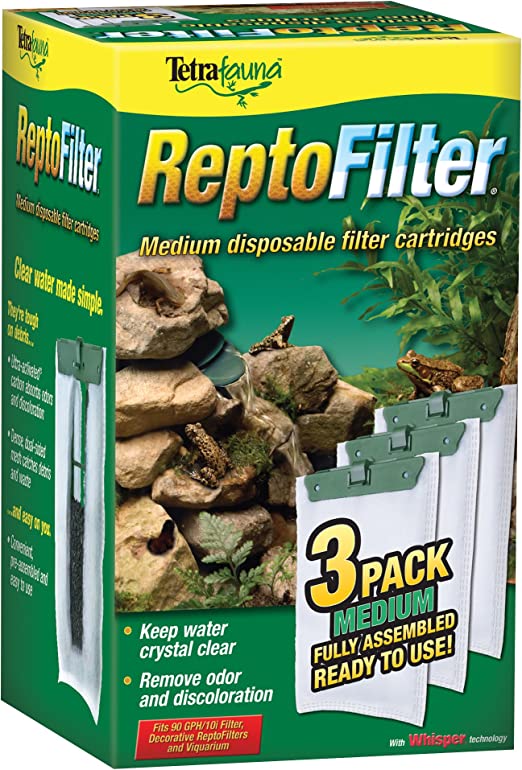 TetraFauna Medium Filter Cartridge Refills Reptofilter Cartridges, 3 Count